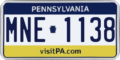 PA license plate MNE1138