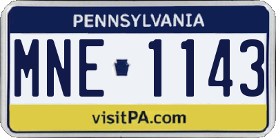 PA license plate MNE1143