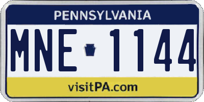 PA license plate MNE1144