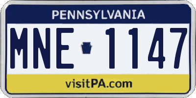 PA license plate MNE1147