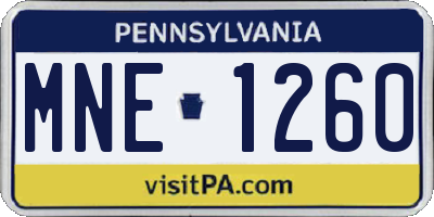 PA license plate MNE1260
