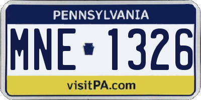 PA license plate MNE1326