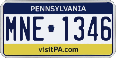 PA license plate MNE1346