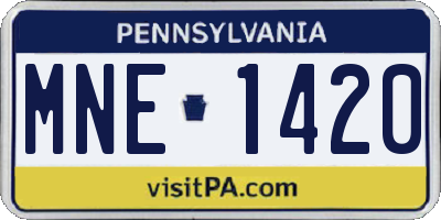 PA license plate MNE1420