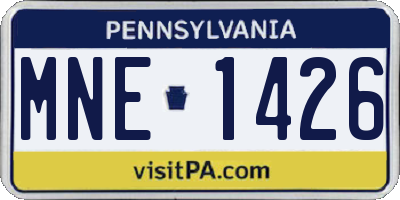 PA license plate MNE1426