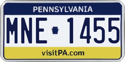 PA license plate MNE1455