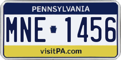 PA license plate MNE1456