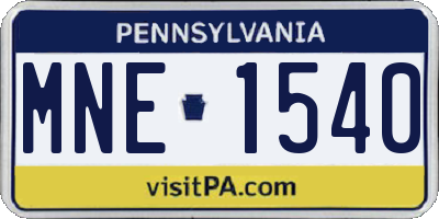 PA license plate MNE1540