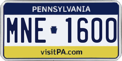 PA license plate MNE1600
