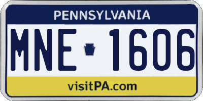 PA license plate MNE1606