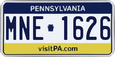 PA license plate MNE1626