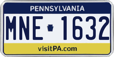 PA license plate MNE1632