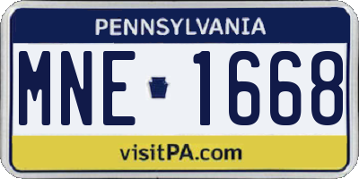 PA license plate MNE1668