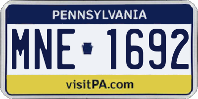 PA license plate MNE1692