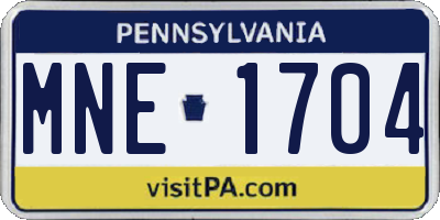 PA license plate MNE1704