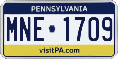 PA license plate MNE1709