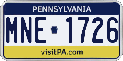 PA license plate MNE1726