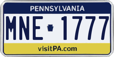PA license plate MNE1777