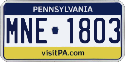 PA license plate MNE1803