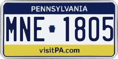 PA license plate MNE1805