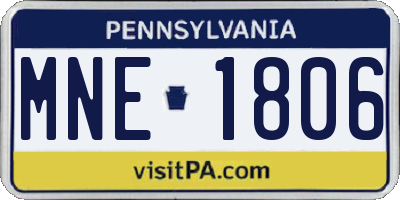 PA license plate MNE1806