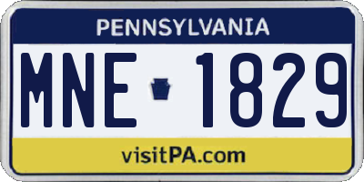 PA license plate MNE1829