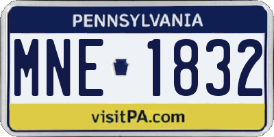 PA license plate MNE1832