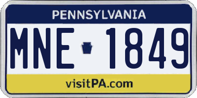 PA license plate MNE1849