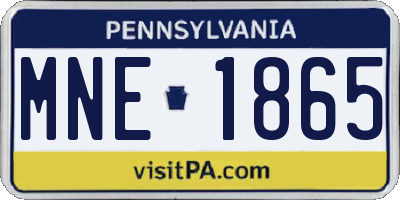 PA license plate MNE1865