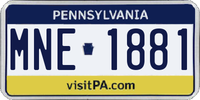 PA license plate MNE1881