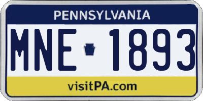 PA license plate MNE1893