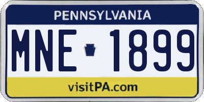 PA license plate MNE1899