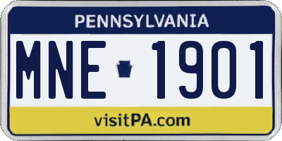 PA license plate MNE1901