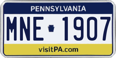 PA license plate MNE1907