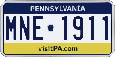 PA license plate MNE1911