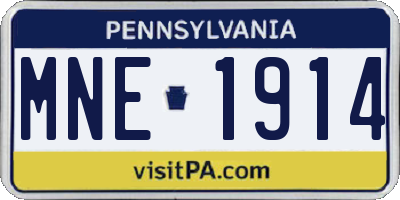 PA license plate MNE1914