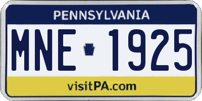 PA license plate MNE1925