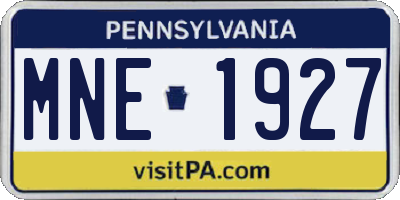 PA license plate MNE1927