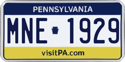 PA license plate MNE1929