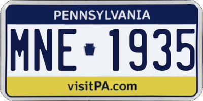 PA license plate MNE1935