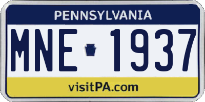 PA license plate MNE1937
