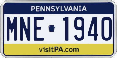 PA license plate MNE1940