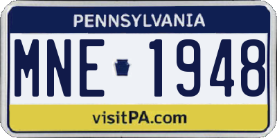 PA license plate MNE1948