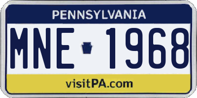 PA license plate MNE1968