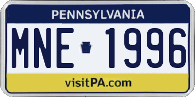 PA license plate MNE1996