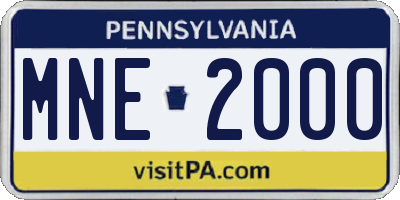 PA license plate MNE2000