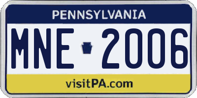 PA license plate MNE2006
