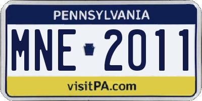 PA license plate MNE2011