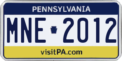 PA license plate MNE2012