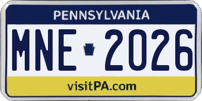 PA license plate MNE2026